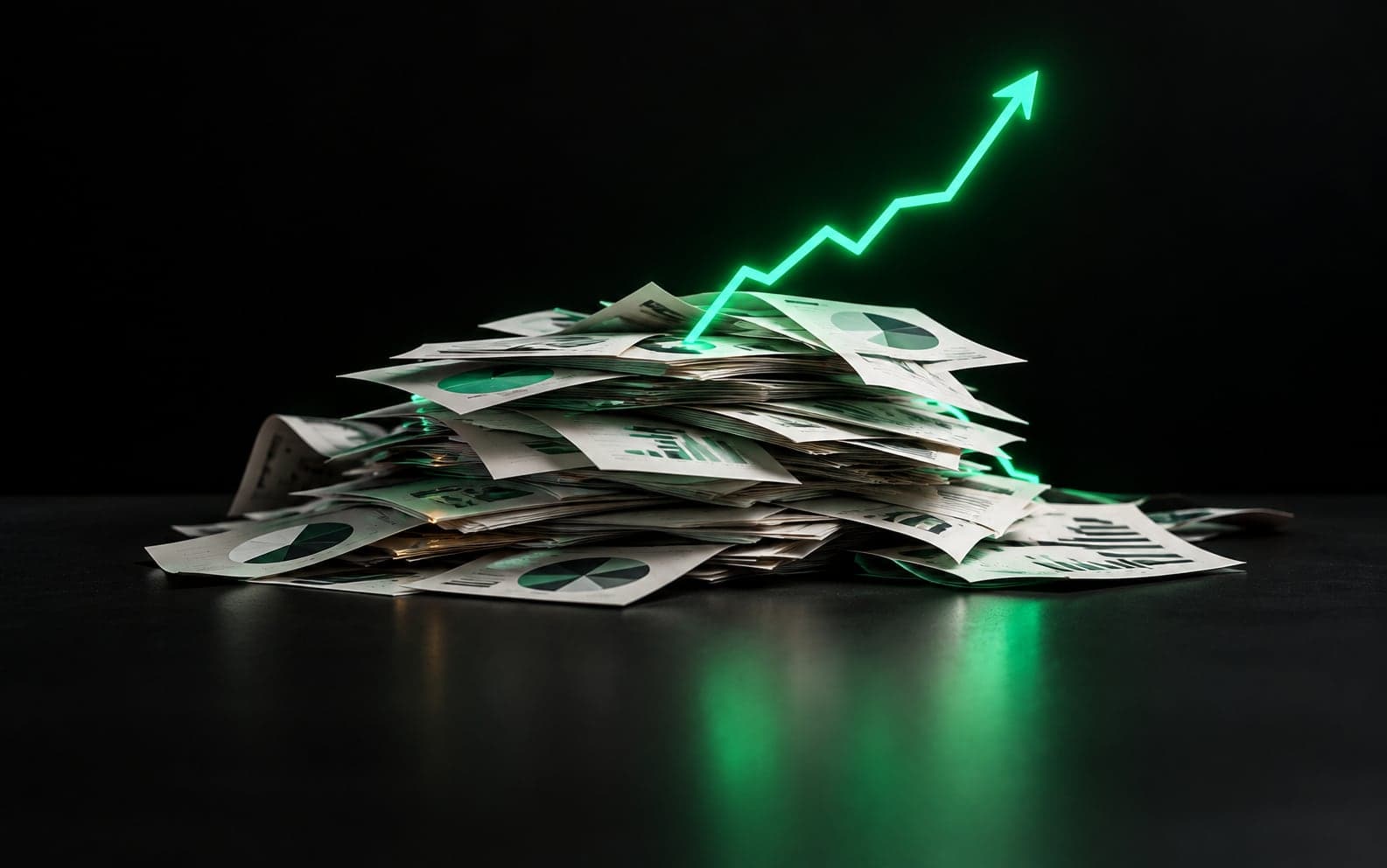 A stack of vanity-metric reports with one clear growth line breaking through